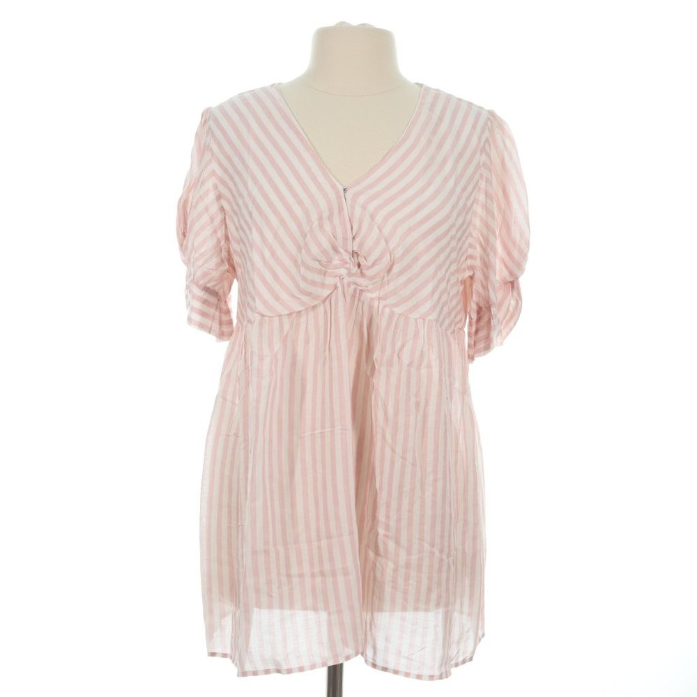 Suzanne Betro Women's Pink Striped V-Neck Tunic Top